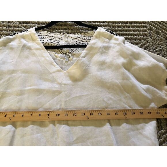 Vanessa Zani Women Tunic Blouse Lace Italy Linen White SZ L - Picture 6 of 10